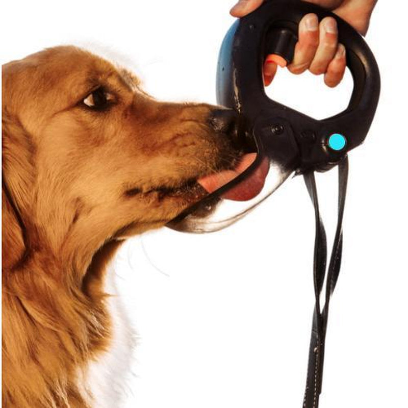 Dog Water Bottle with Flip Open Cup & Squirt Feature without Leash Portable Pet Water Dispenser Grip Handle Attaches to Your Leash Clutter Free Hikes Runs Walks Travel Holds 12 Fl Oz Water